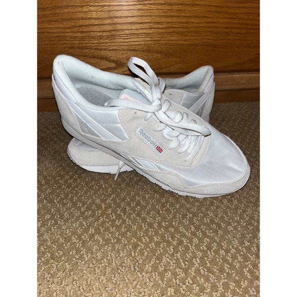 Reebok Shoes - Reebok Womens Classic Nylon Sneaker - White/Light Grey - 8.5